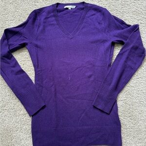 Hayden Deep Purple Cashmere V-Neck Sweater